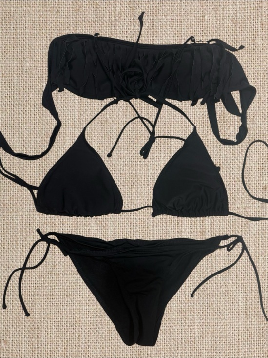 Other - Black String Triangle Bikini Set